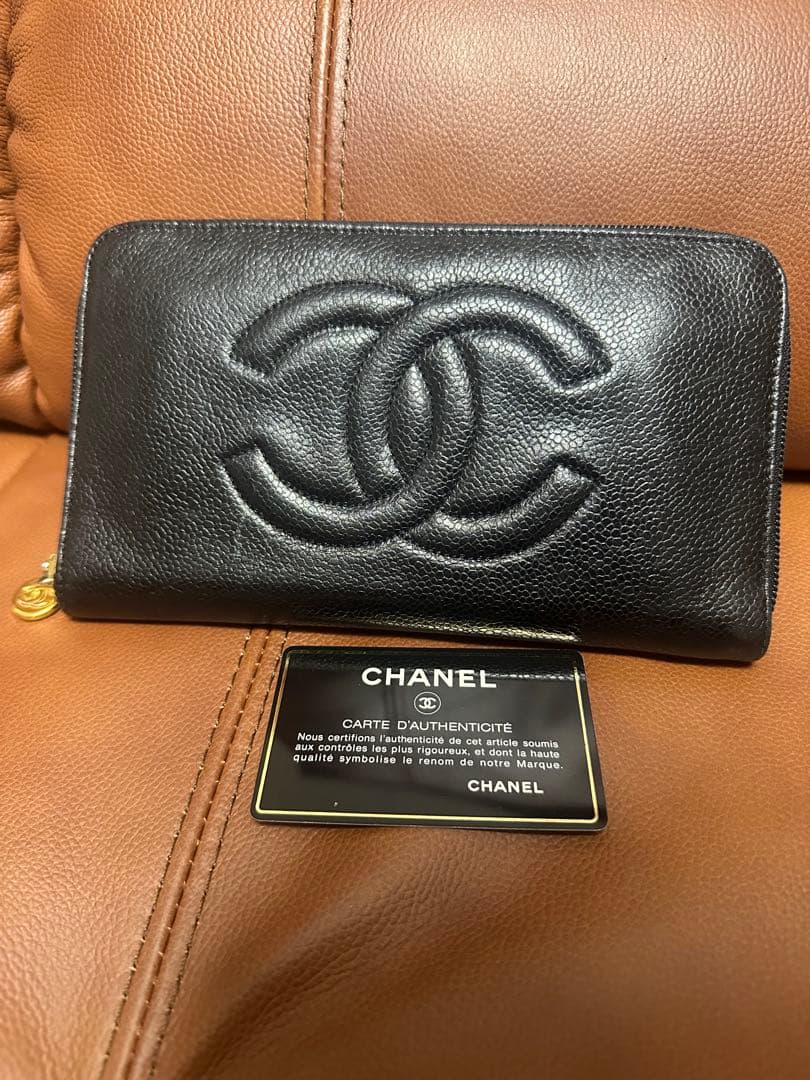 CHANEL 長財布　キャビアスキン　ブラック