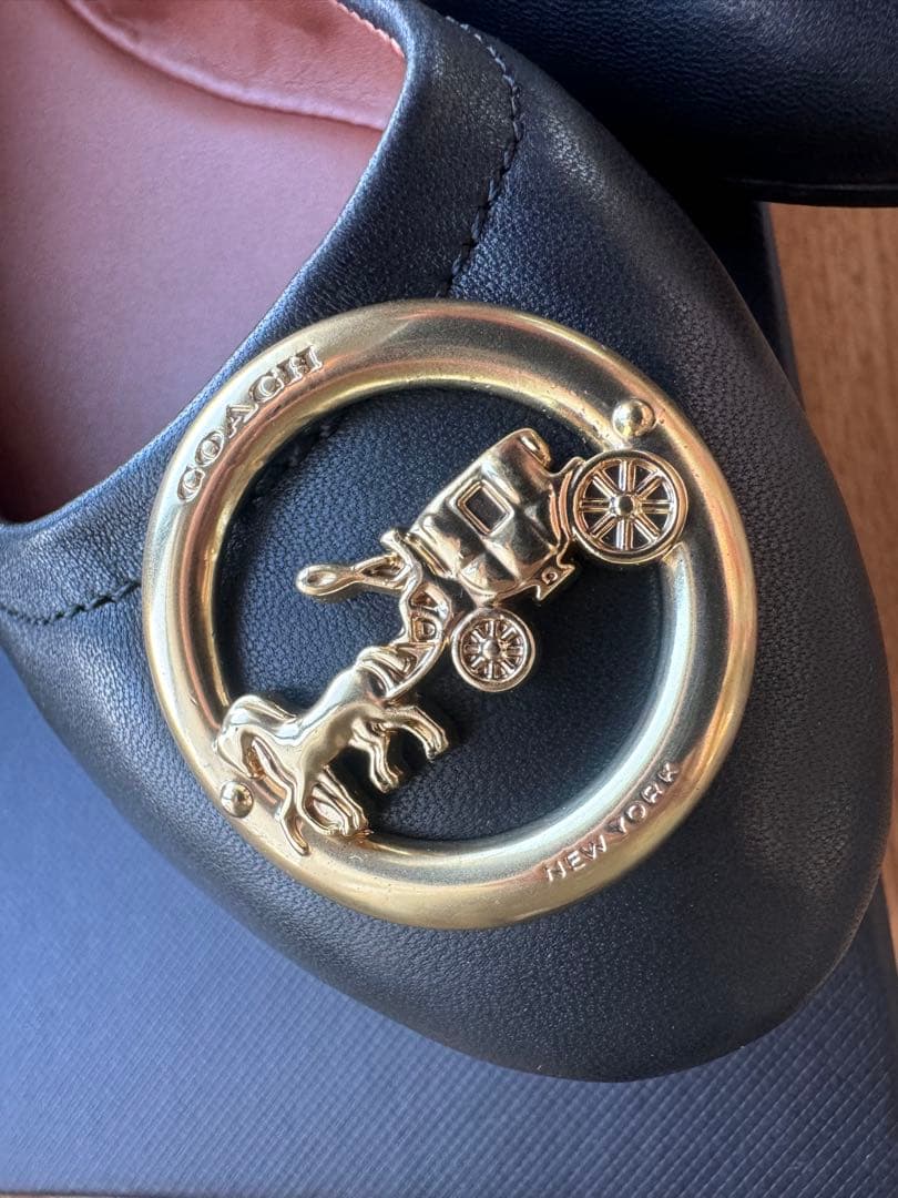 未使用/COACH/フラットシューズ/箱入/ブラックレザー/FG2944