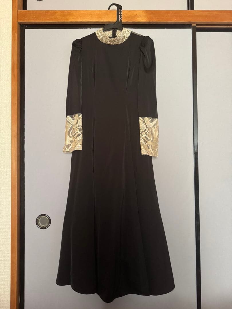 etoll バック刺繍フレアドレス　パーティー　オケージョン　結婚式　M