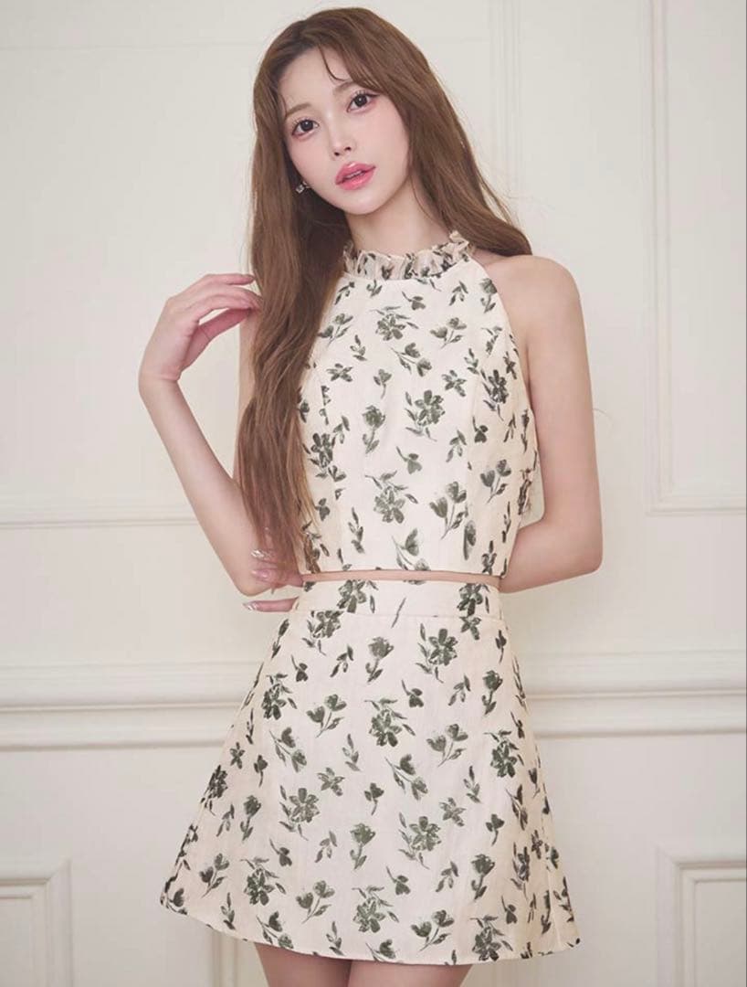 花柄アメスリセットアップミニドレス/キャバドレス
