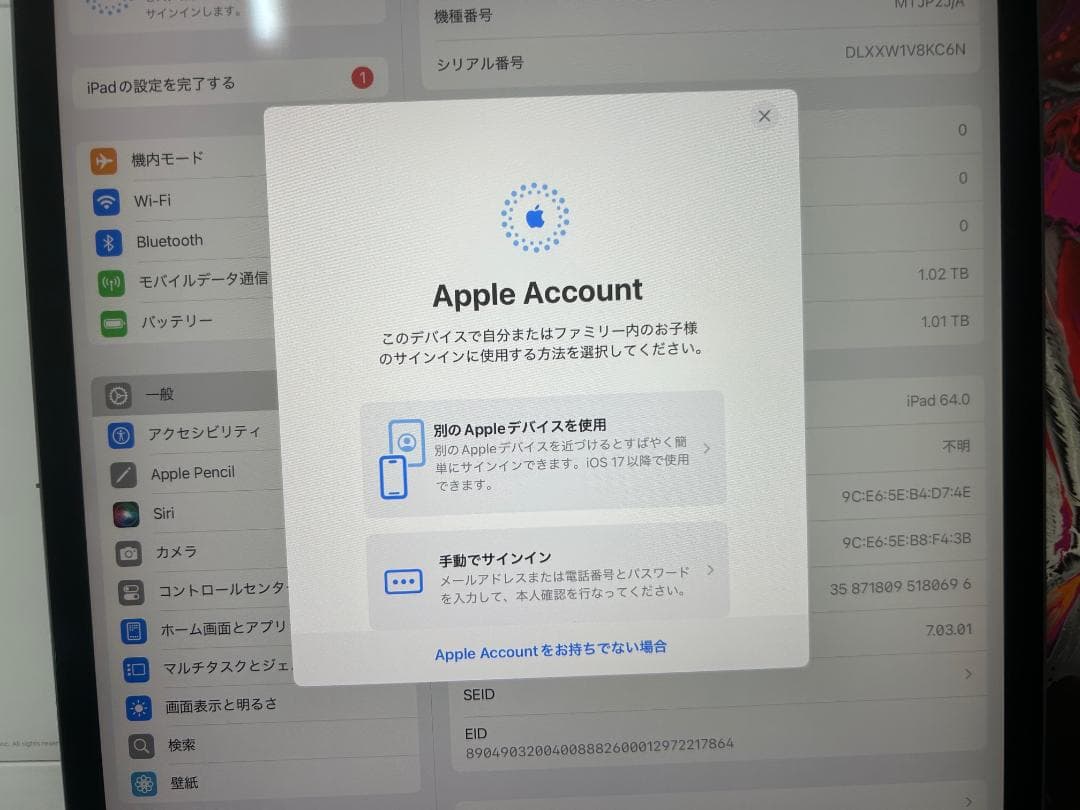 Apple iPad Pro (12.9インチ, 第3世代) 1TB (C10)