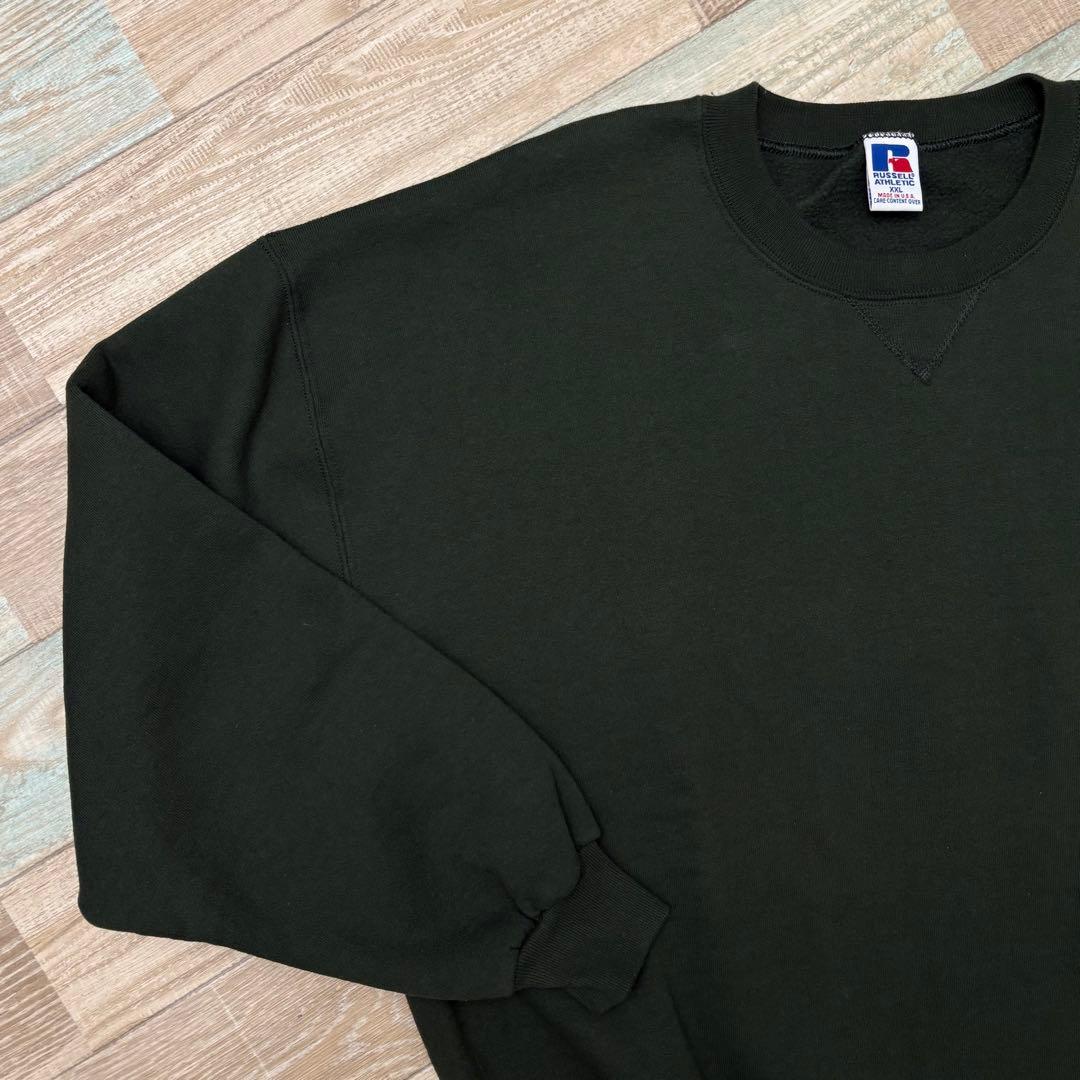 USA製 ラッセル スウェット モスグリーン 無地 ブランク XXL 前V