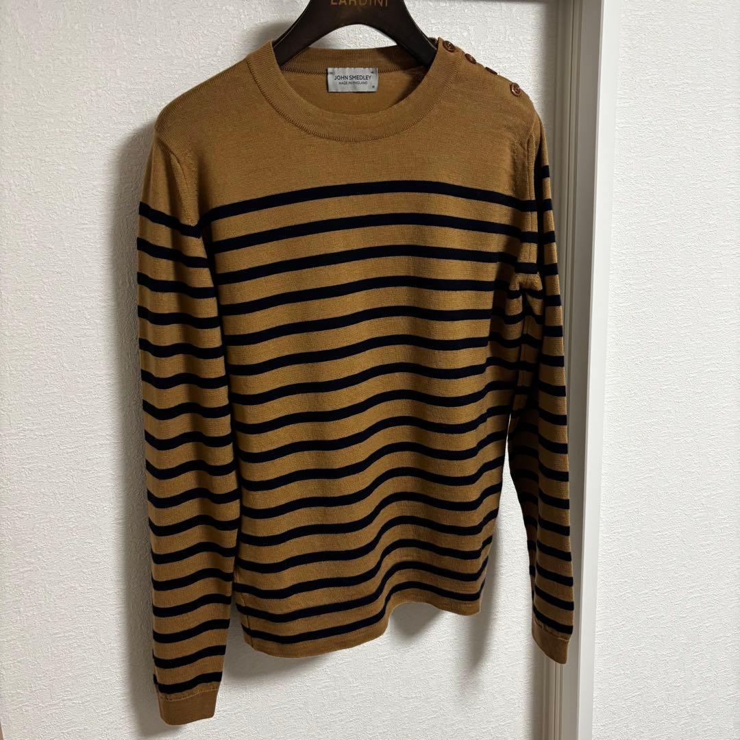 JOHN SMEDLEY ジョンスメドレー ボーダーメリノウールニット M