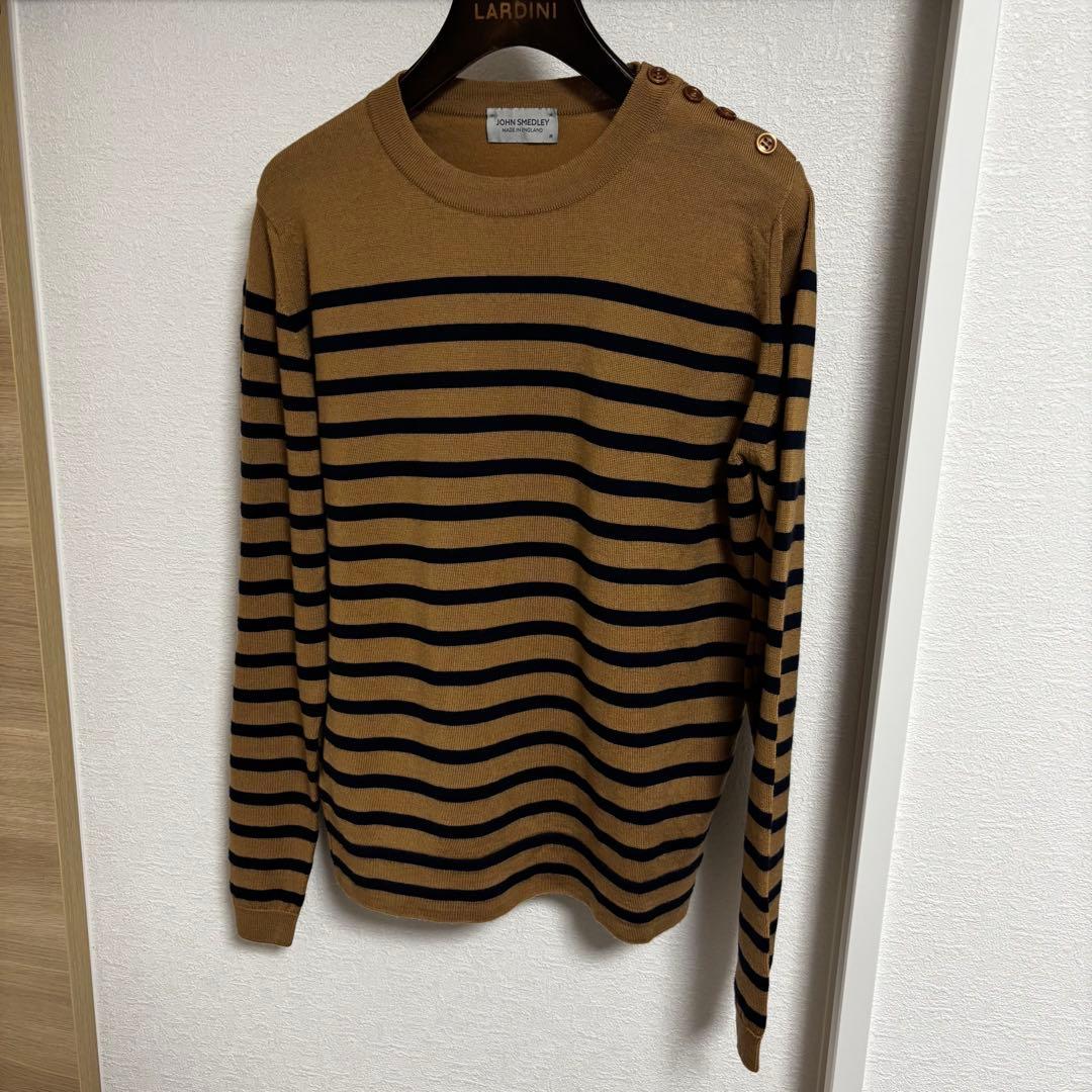 JOHN SMEDLEY ジョンスメドレー ボーダーメリノウールニット M