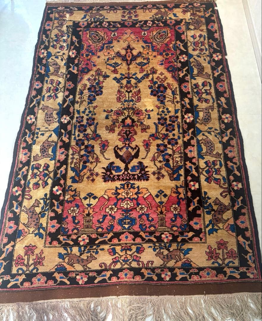 ダメージ有・格安　アフガニスタン絨毯　パキスタン　手織り　ヴィンテージ　ペルシャ