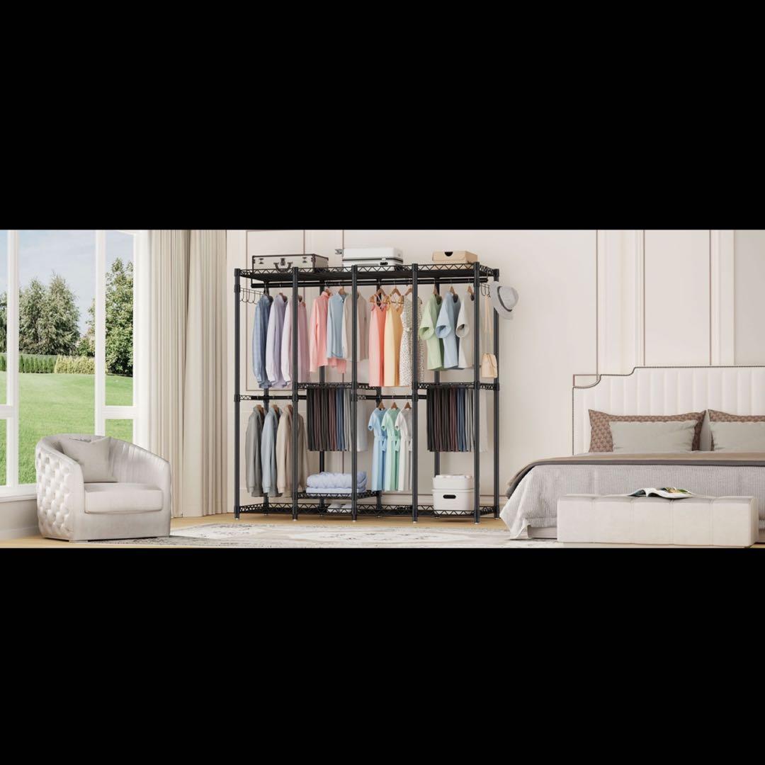 ハンガーラック 頑丈 4層 大容量 ワードローブ 4つの組み立て方法