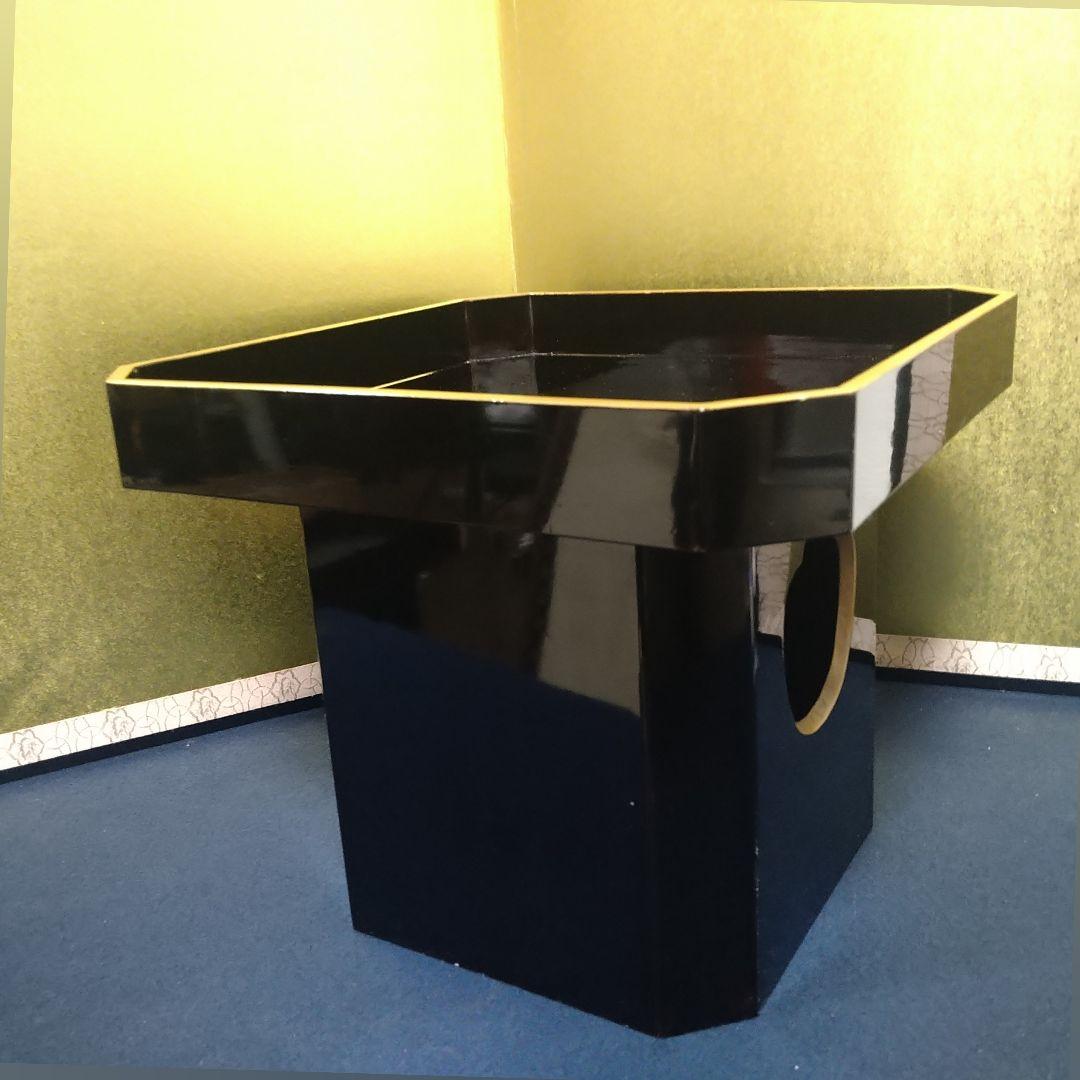 AH65 三宝 輪島塗 神具 仏具 お供え置 木製 黒漆塗 縁金彩