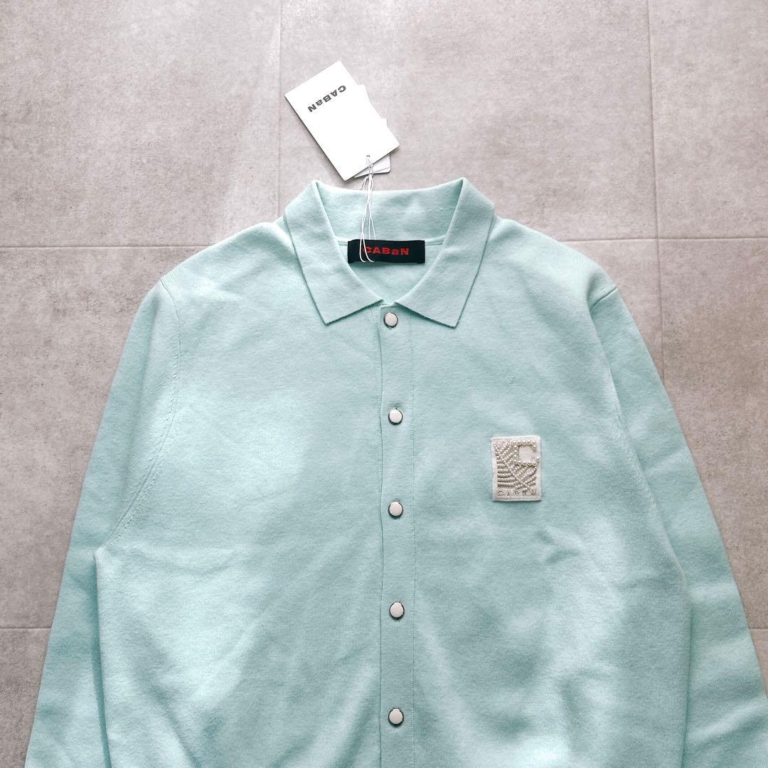 タグ付✨CaBAN コットンカシミヤ パールロゴポロカーディガン 完売色 現行