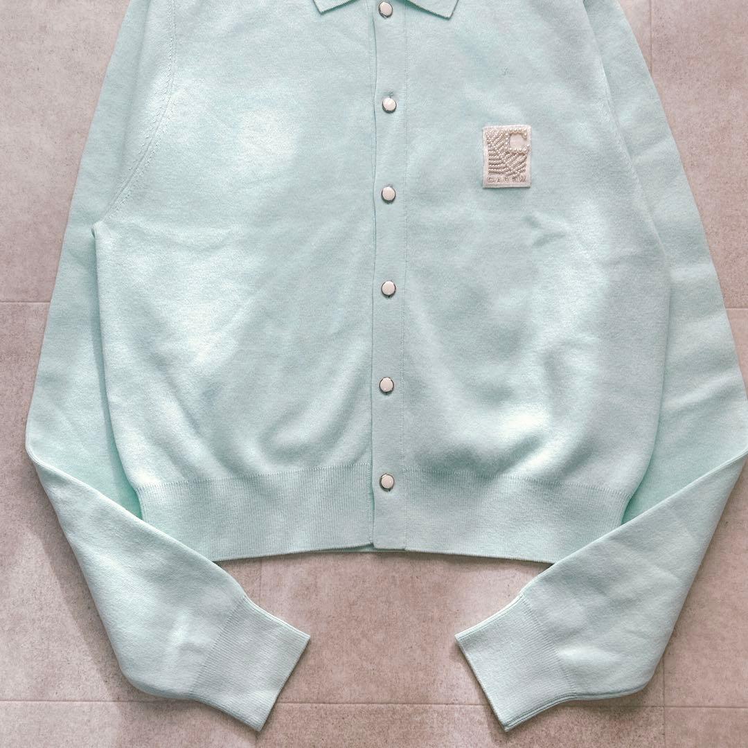 タグ付✨CaBAN コットンカシミヤ パールロゴポロカーディガン 完売色 現行