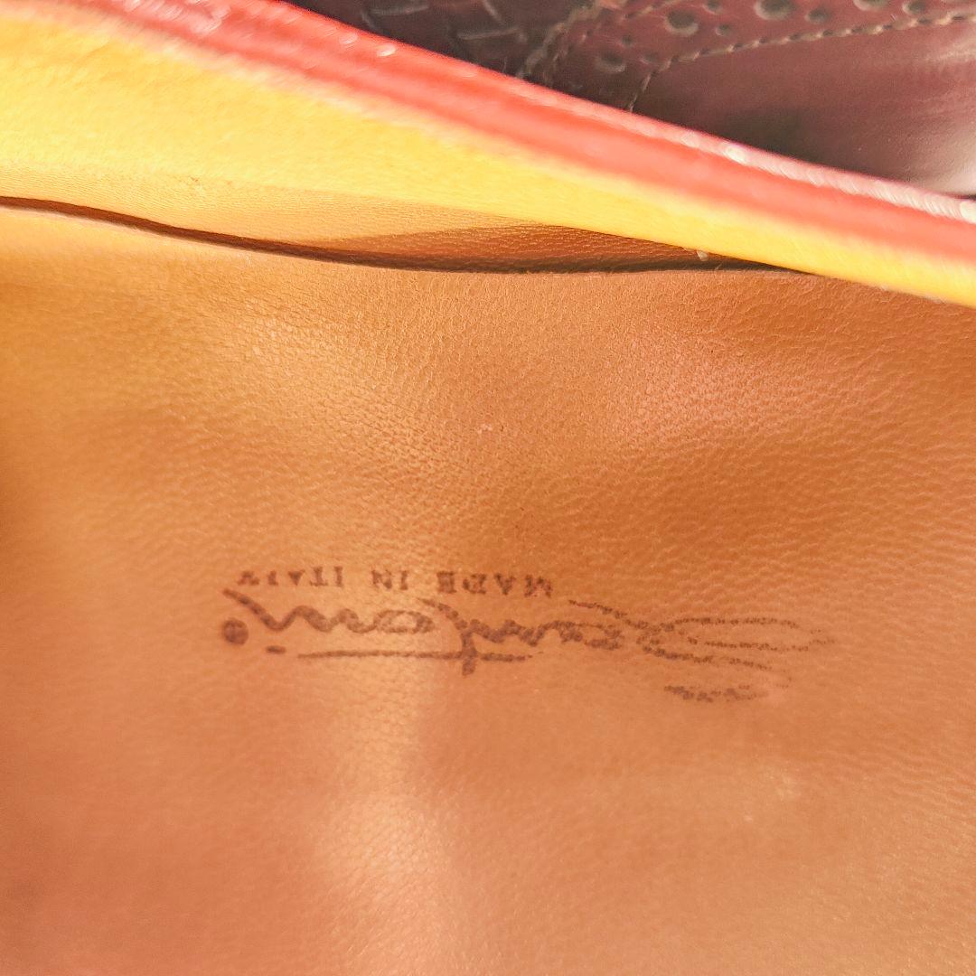 【美品】Santoni イタリア製 正規品　編込み×バーガンディ 紳士高級革靴