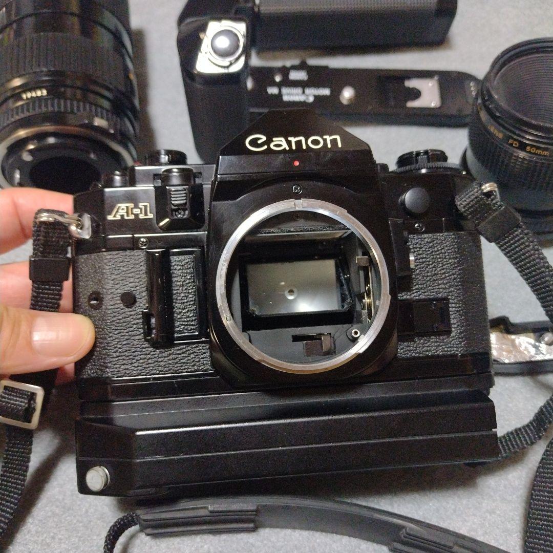 【作動品】Canon A-1 モードラ2個レンズ2個セット　キャノン　電池12本