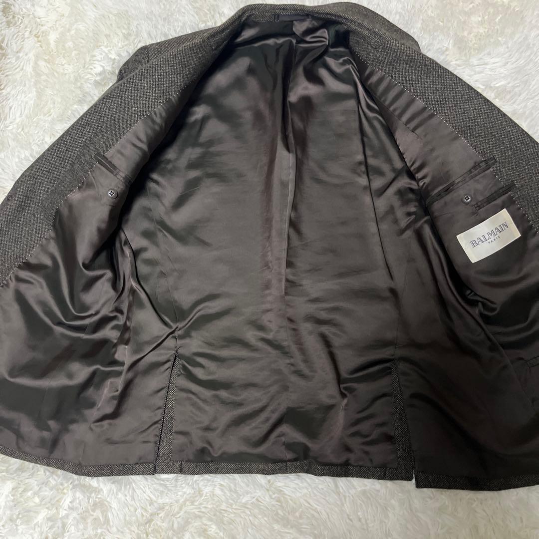 【最高級】BALMAIN アンゴラ100% ツイード テーラードジャケット L