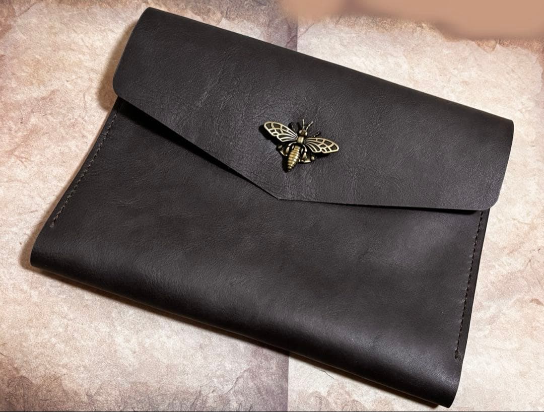 本革　A5サイズ　紙もの　コラージュ収納ファイル　コラージュ収納ポーチ