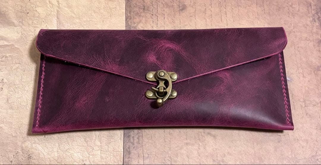 本革　A5サイズ　紙もの　コラージュ収納ファイル　コラージュ収納ポーチ