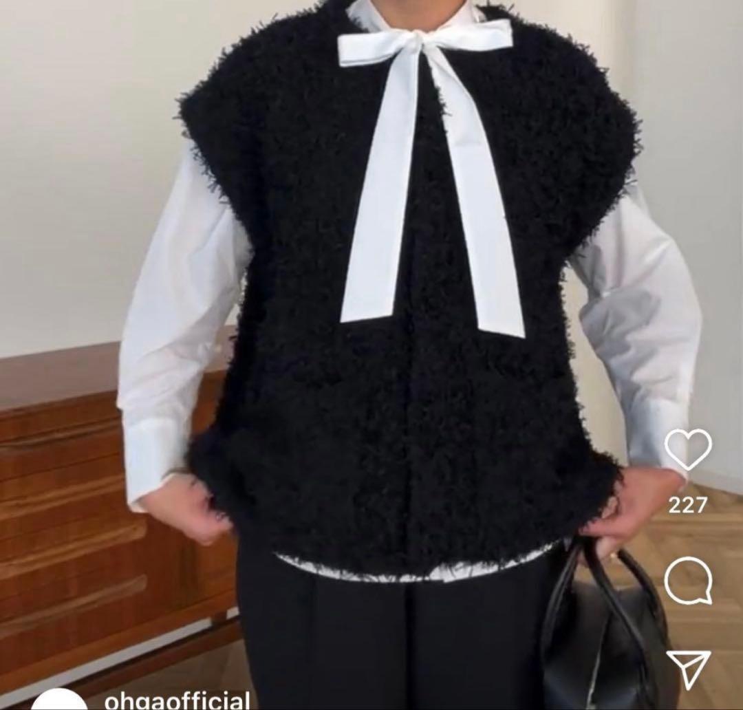 美品 OHGA オーガ モケベスト ブラック