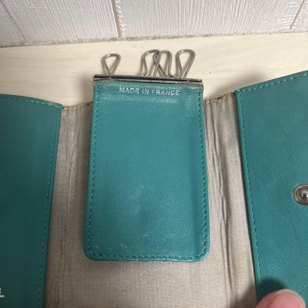 CHANEL グリーン キルティング長財布　キーケース付