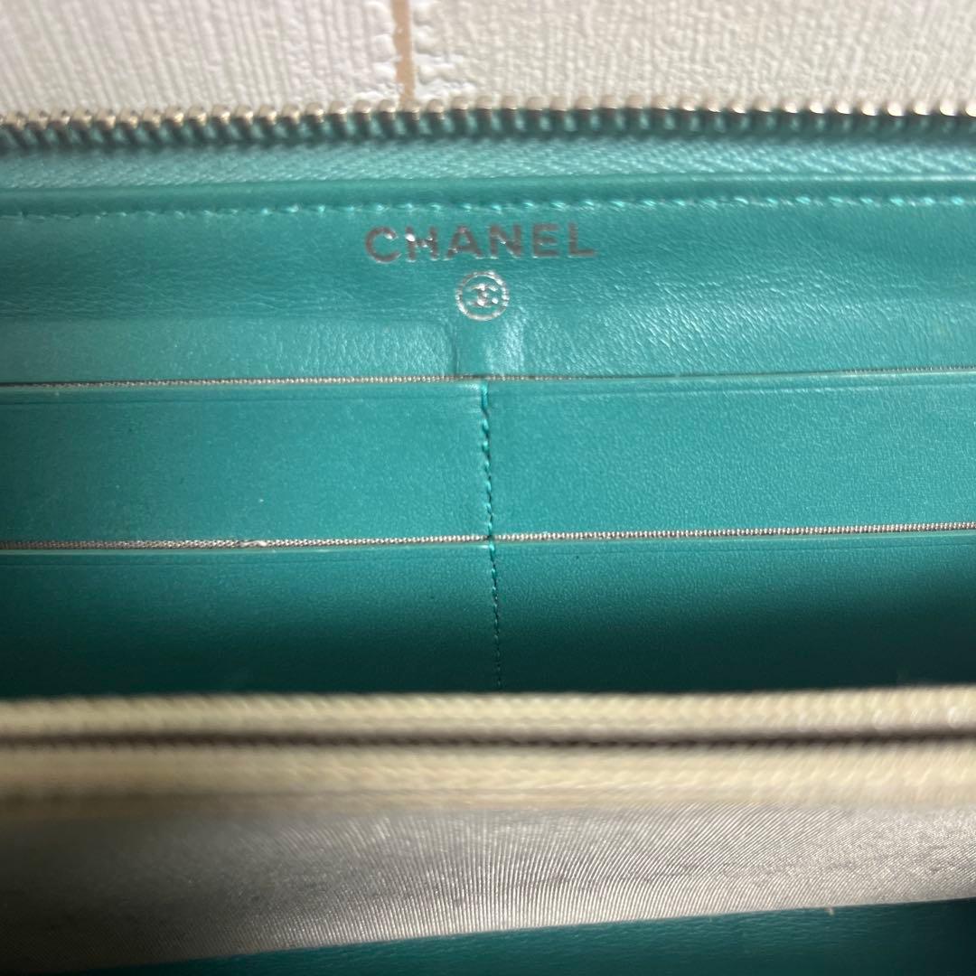 CHANEL グリーン キルティング長財布　キーケース付