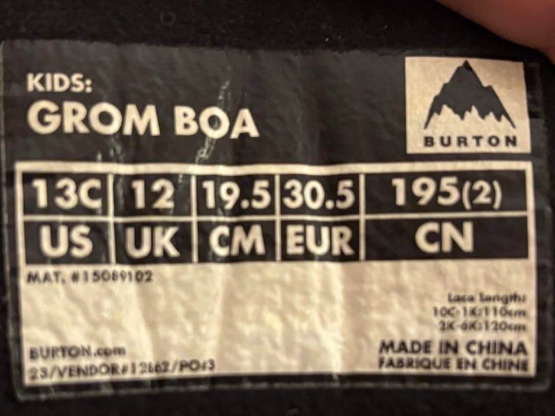 BURTON Grom BOA kids 13C ブーツ キッズ 19.5cm