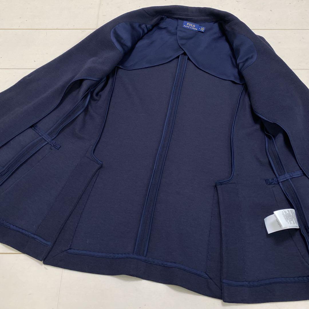 良品　ポロラルフローレン　レディース　ニットコットンブレザー　４　Ｍ相当　紺金