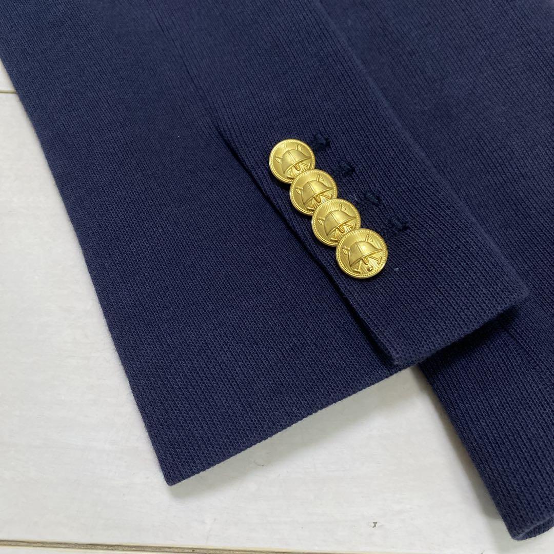 良品　ポロラルフローレン　レディース　ニットコットンブレザー　４　Ｍ相当　紺金