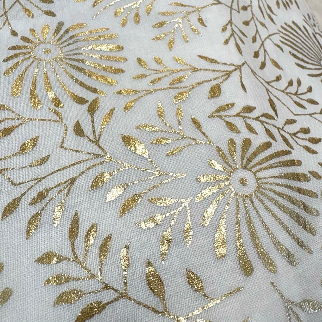 【新品タグ付】ヌキテパ ゴールド箔プリント コットンボイル ワンピース M 白