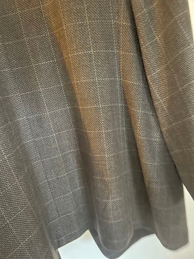 GIORGIO ARMANI テーラードジャケット　シルク混　チェック　ブラウン