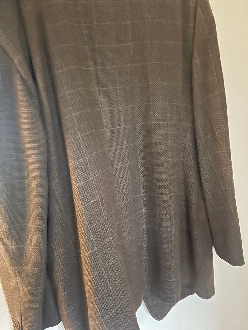 GIORGIO ARMANI テーラードジャケット　シルク混　チェック　ブラウン