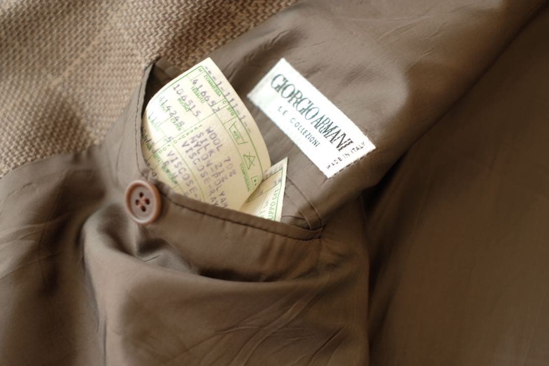 GIORGIO ARMANI テーラードジャケット　シルク混　チェック　ブラウン