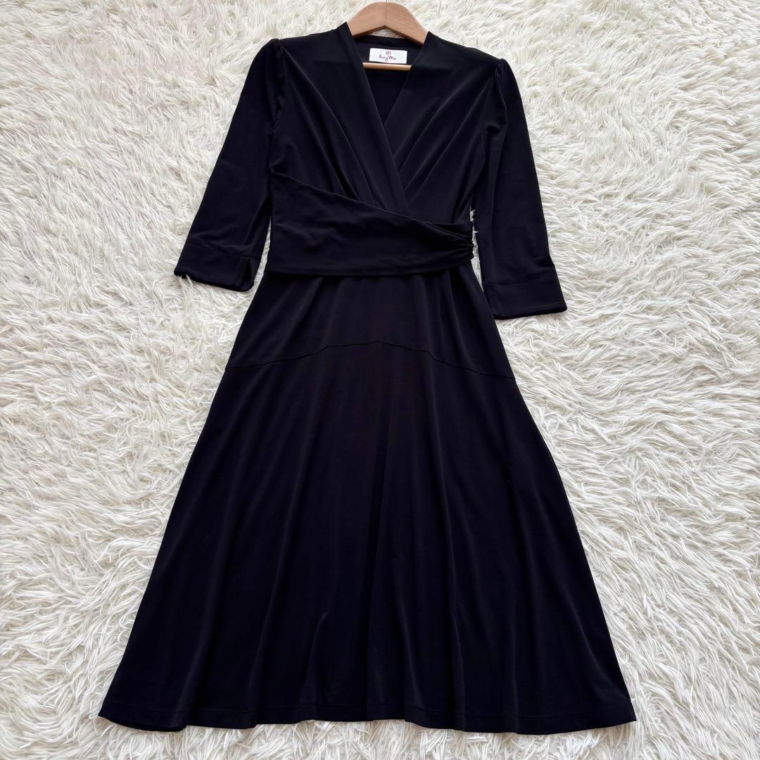 kayme ケイミー ストレッチジャージーワンピース Aライン 洗える 黒 M