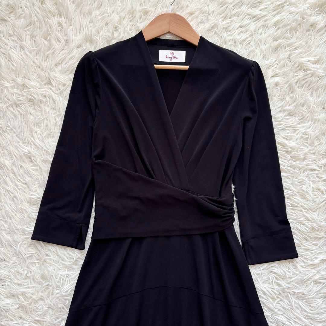 kayme ケイミー ストレッチジャージーワンピース Aライン 洗える 黒 M