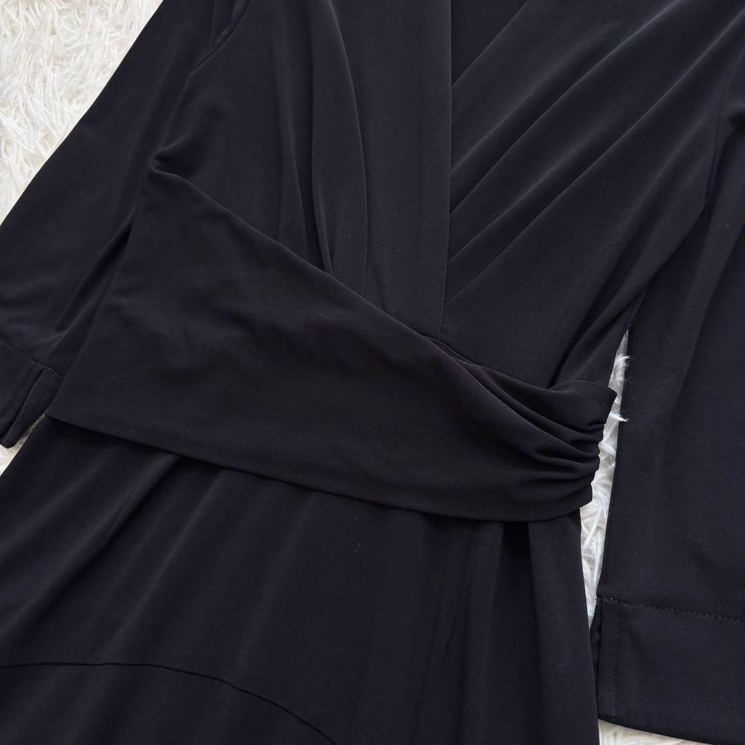 kayme ケイミー ストレッチジャージーワンピース Aライン 洗える 黒 M