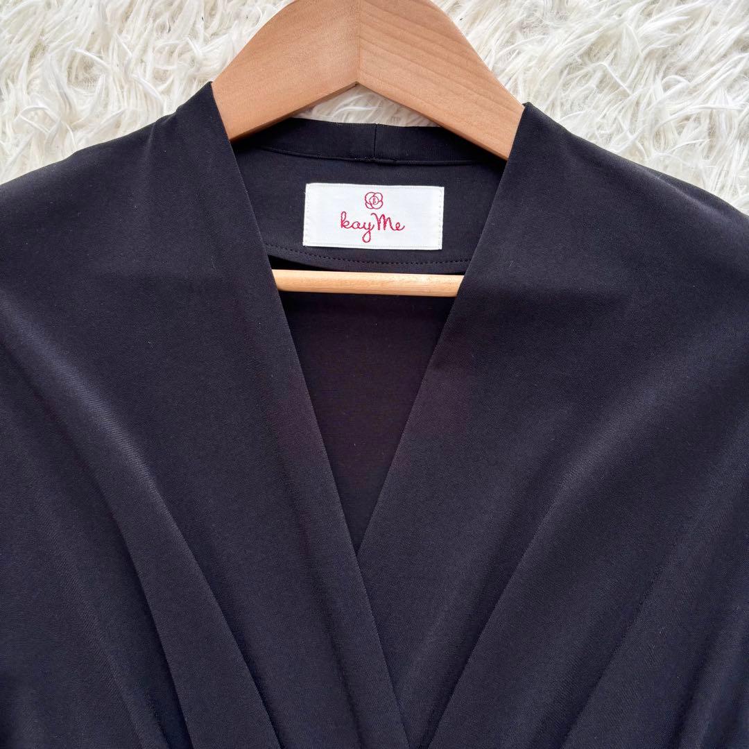 kayme ケイミー ストレッチジャージーワンピース Aライン 洗える 黒 M