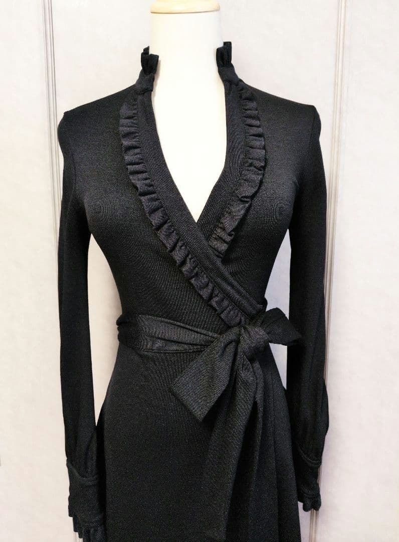【DIANE von FURSTENBERG】ブラック ウール ラップドレス☆