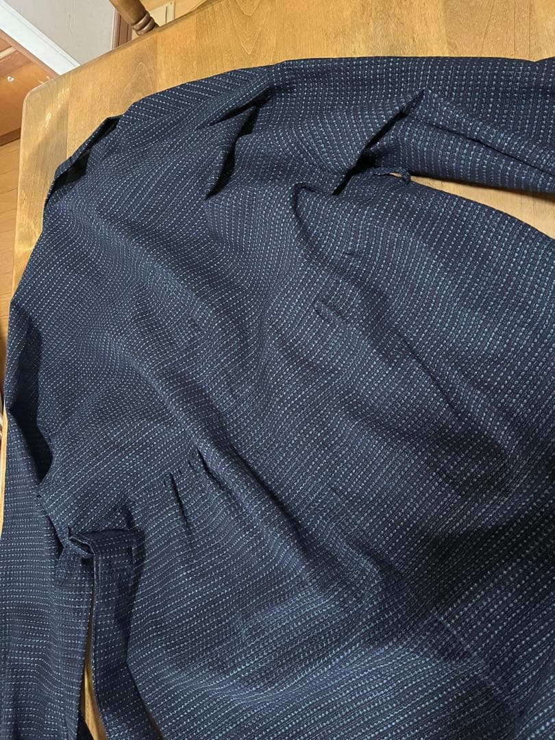 着物リメイク　久留米絣反物　ワンピース　チュニック　コート　花飾り　ハンドメイド