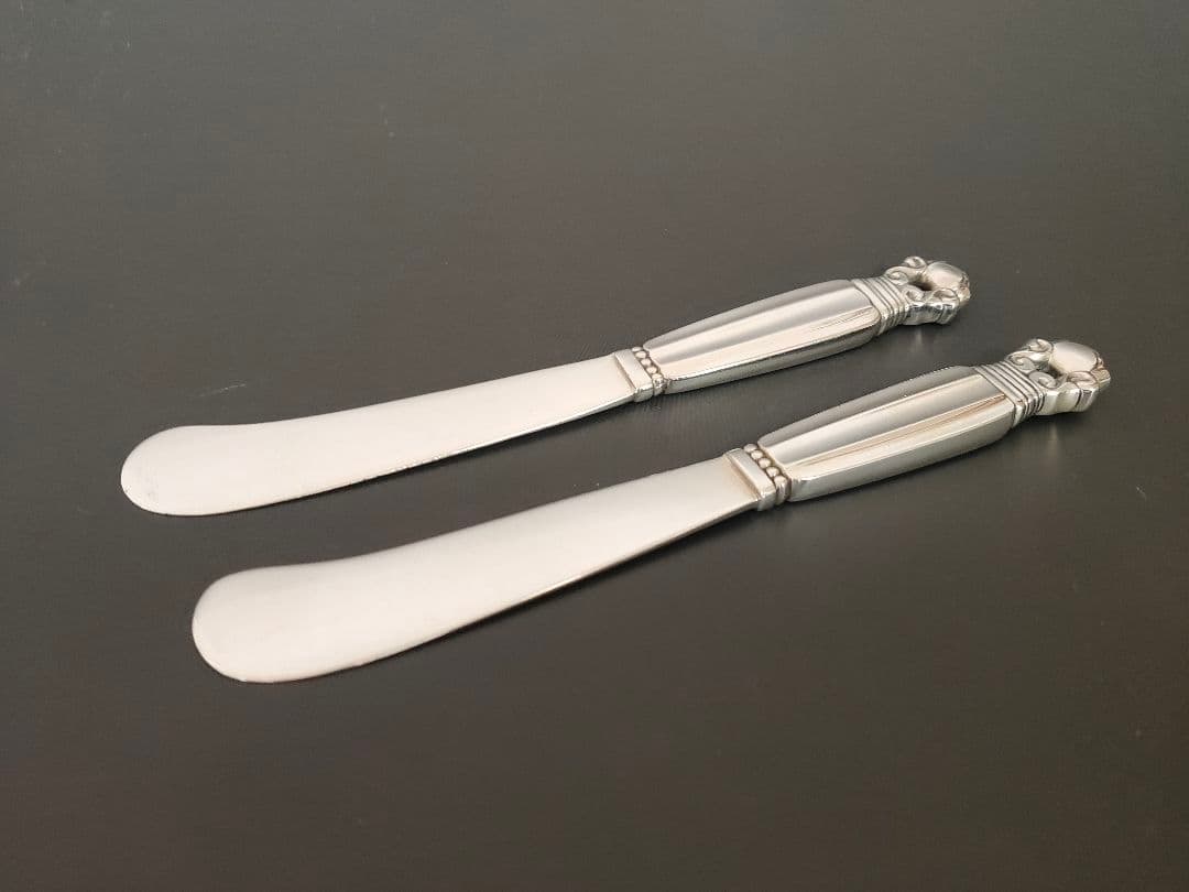 純銀製 ジョージジェンセン エコーン バター ナイフ 2本