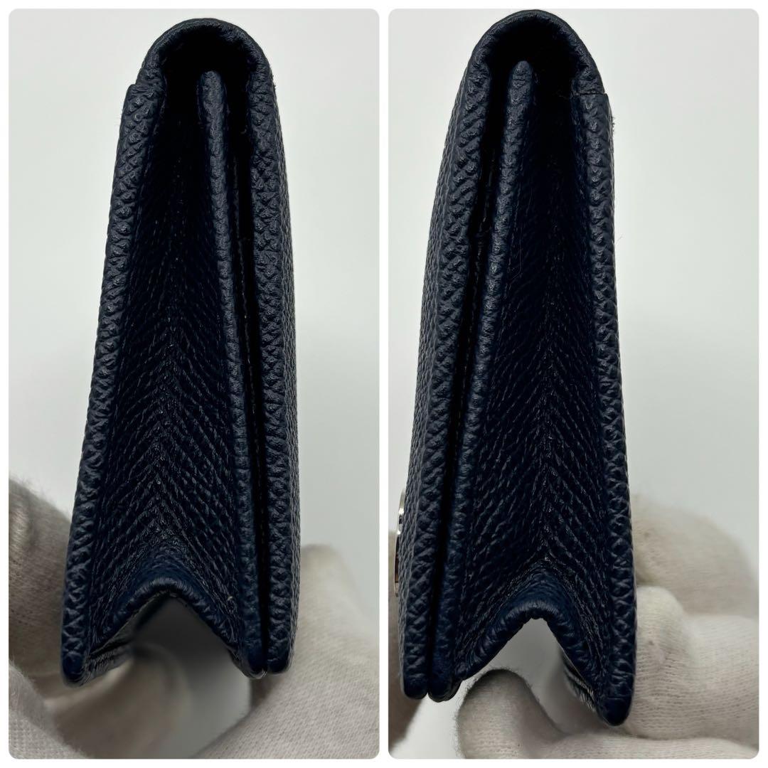 【極美品】ブルガリ 名刺入れ カードケース ブルガリマン サークルロゴ ネイビー