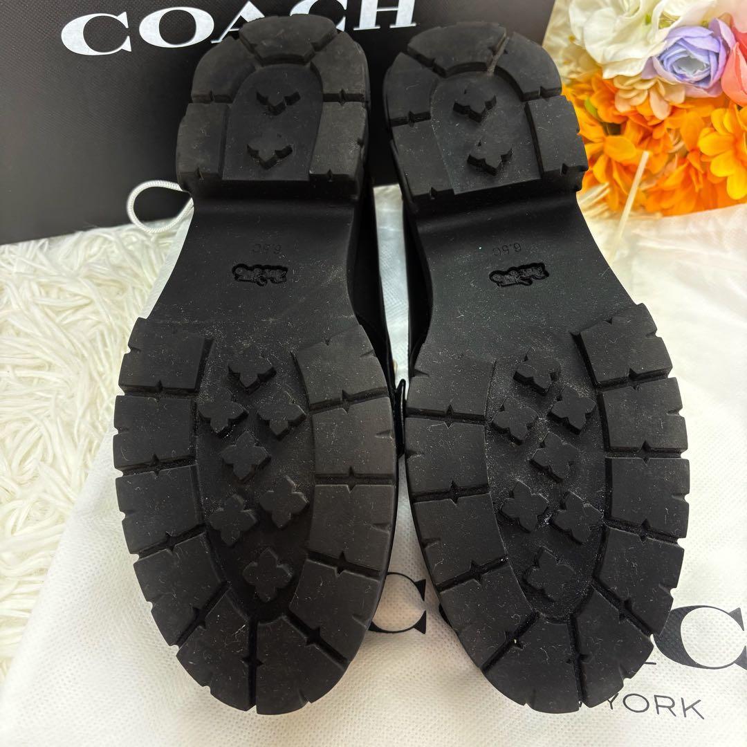 美品　箱袋タグ付　コーチ　ルーシー　ローファー　厚底　ブラック　ホワイト　レザー
