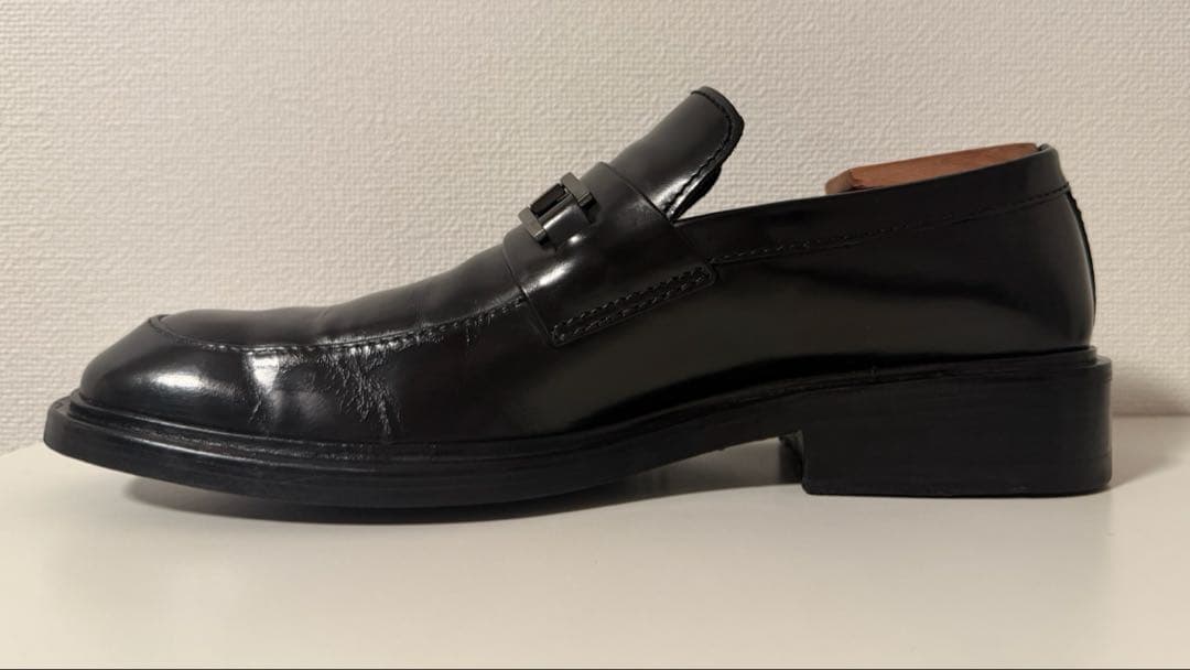 GUCCI スクエアトゥ ホースビット ローファー 黒 革靴