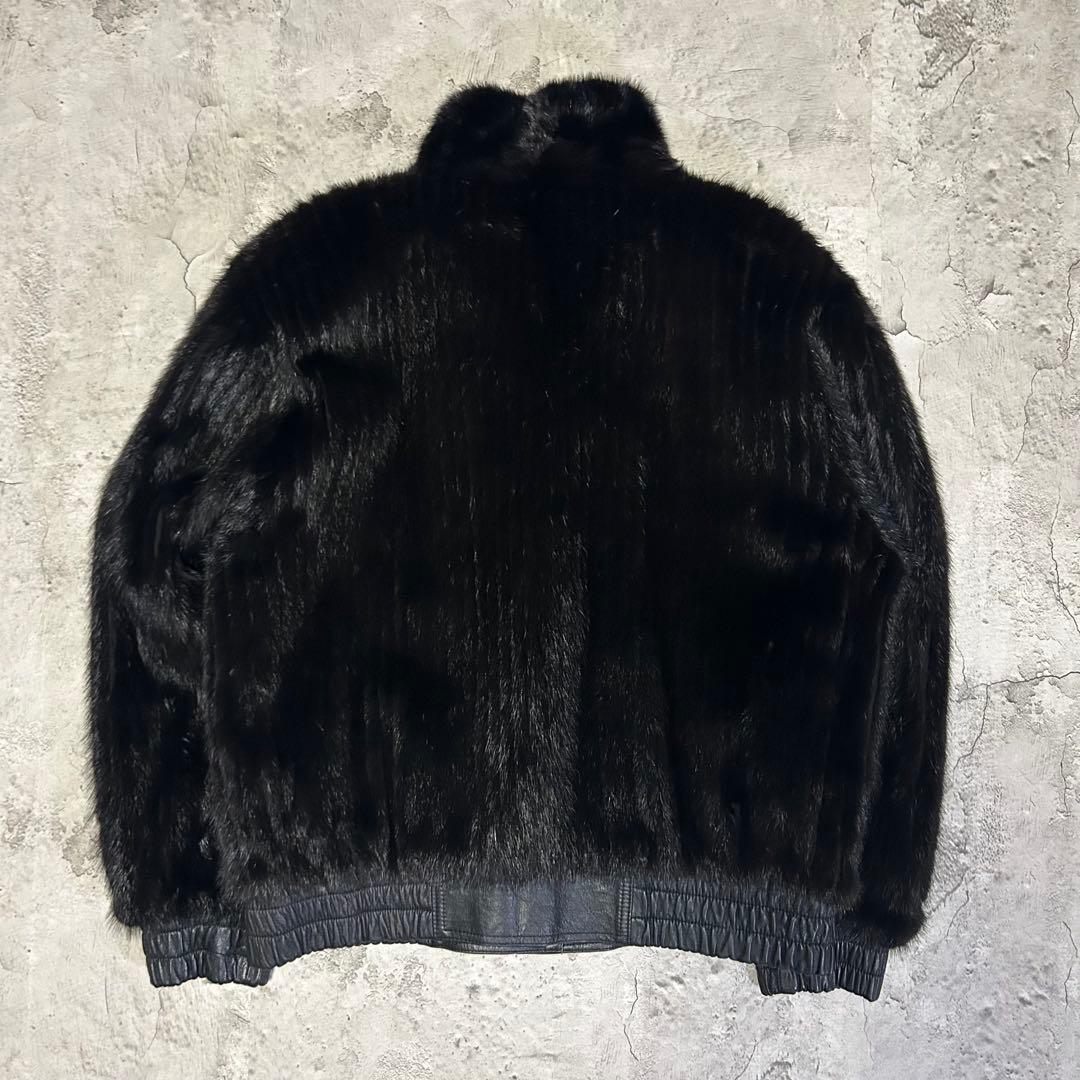 極美品 ミンクファー ラムレザー ブルゾンジャケット リバーシブル 80s