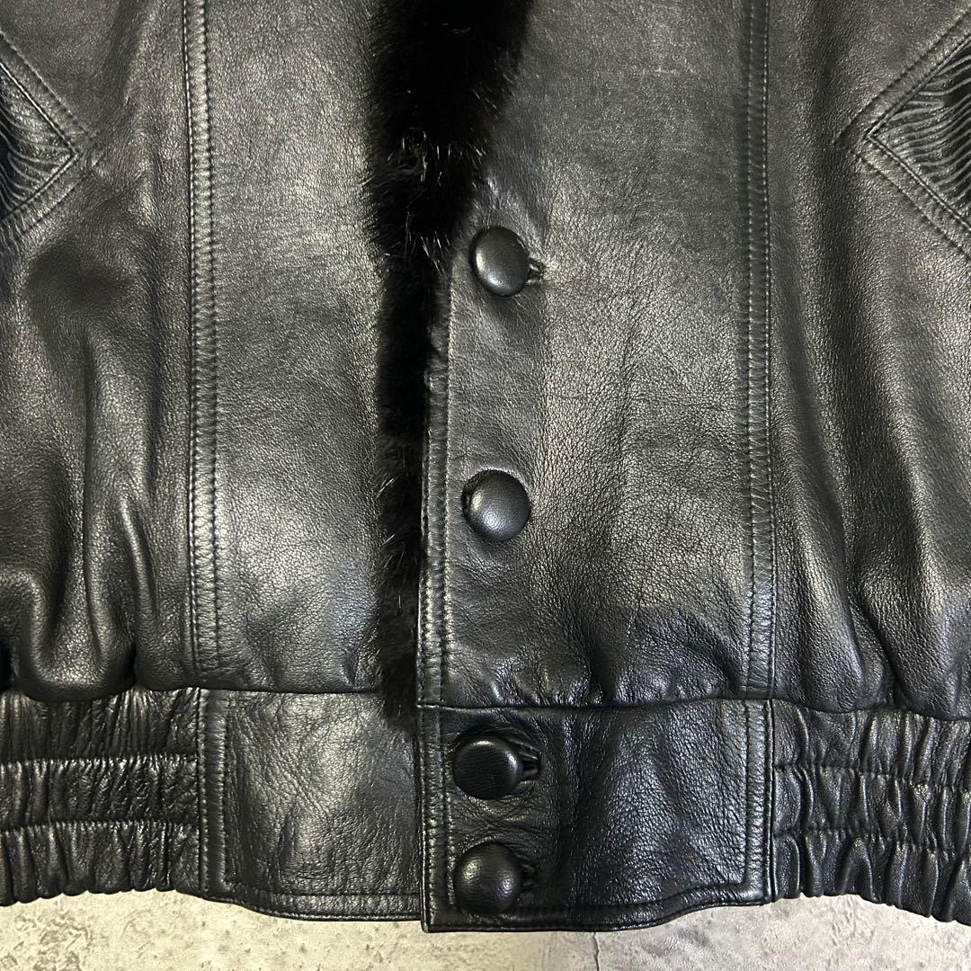 極美品 ミンクファー ラムレザー ブルゾンジャケット リバーシブル 80s
