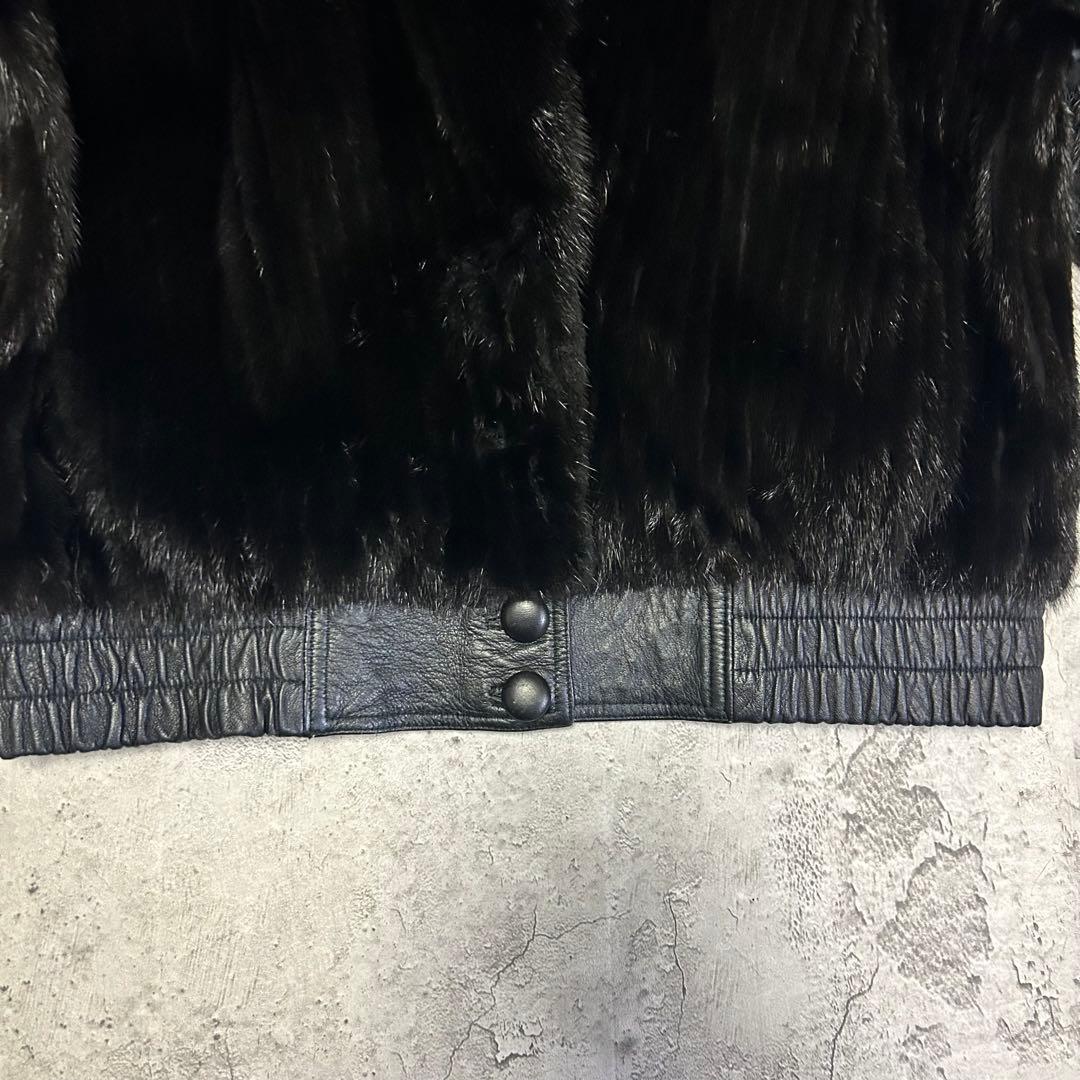 極美品 ミンクファー ラムレザー ブルゾンジャケット リバーシブル 80s