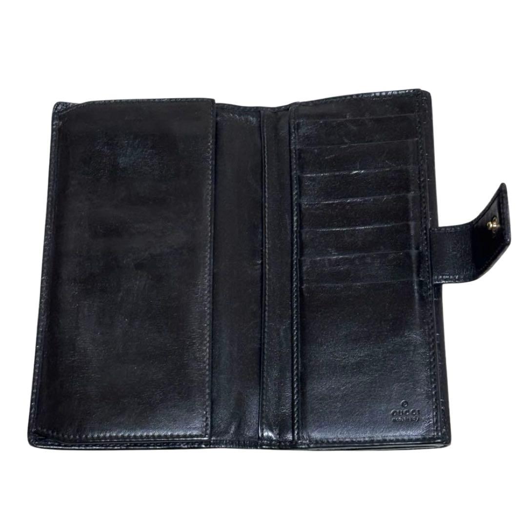 人気　グッチ　長財布　GGシマ　レザー　ブラック　GG柄　Wホック　ロゴプレート