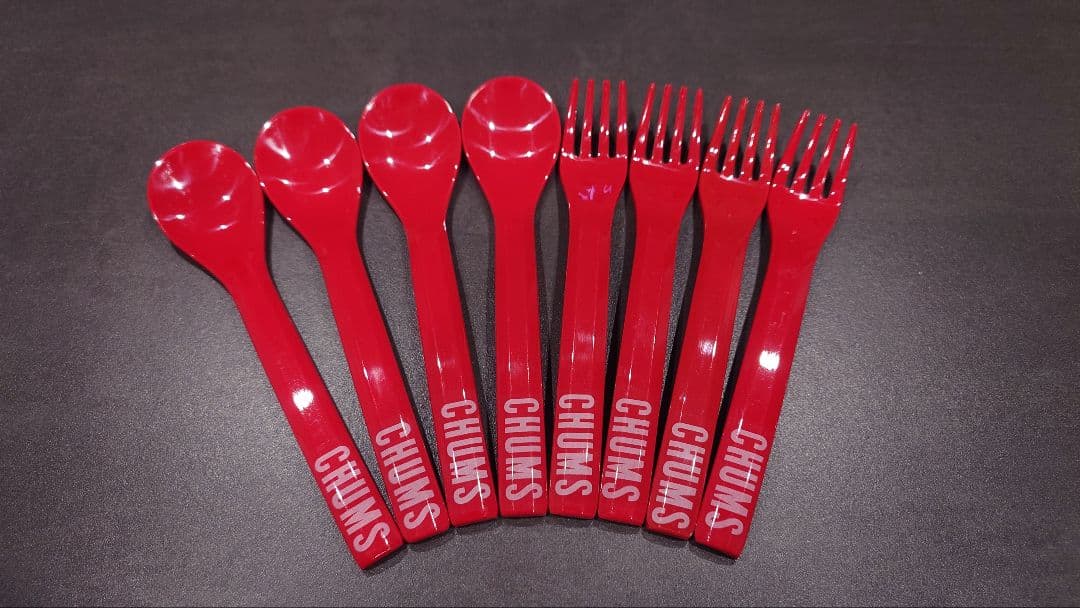 【廃盤】CHUMS メラミンディッシュ セット＋スプーン、フォーク