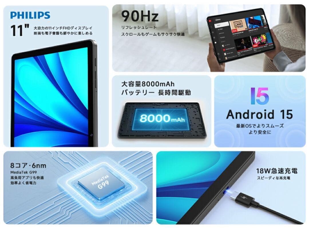 高速＆大容量！PHILIPS T8015 タブレット新品