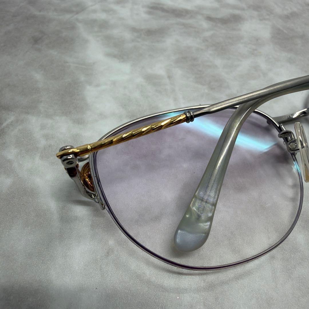 Paris miki パリミキ 18k 金 度付き眼鏡 ハーフリムメガネ 宝石付