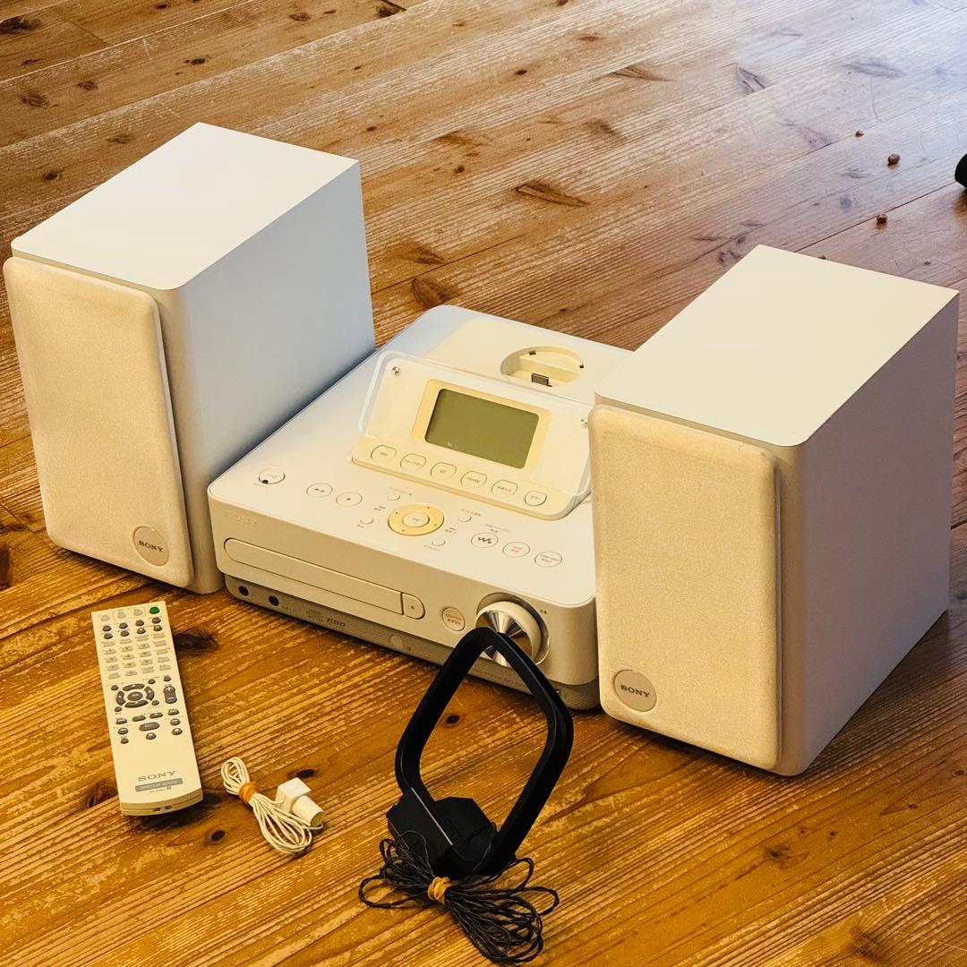 【動作確認済】SONY HDDコンポ CMT-E300HD ホワイト　リモコン付