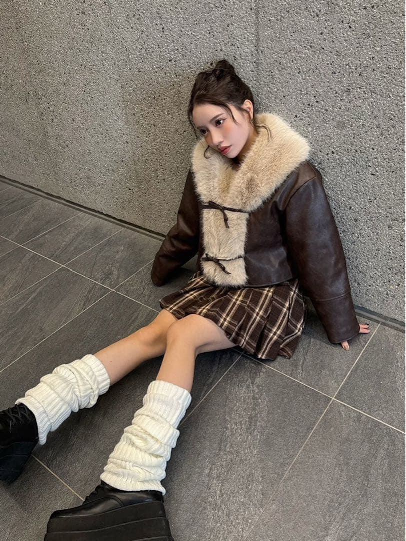 ダーリッチ　サイドベルトチェックミニスカート