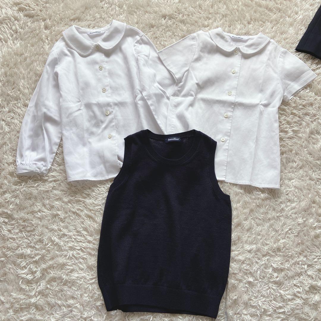 美品完品　ファミリア　現行と同デザイン　お受験スーツ　アンサンブル　110 紺