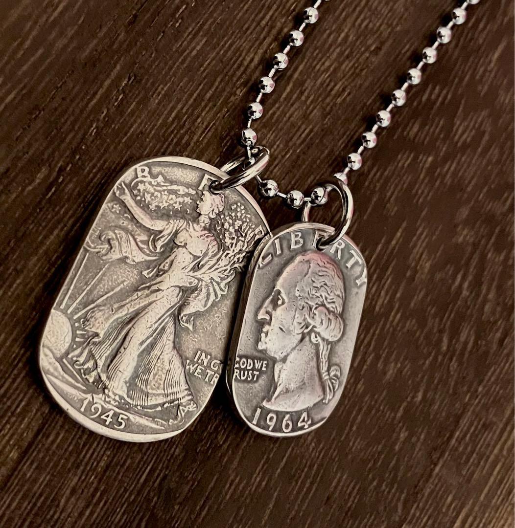 USAビンテージ銀貨　ドッグタグネックレス