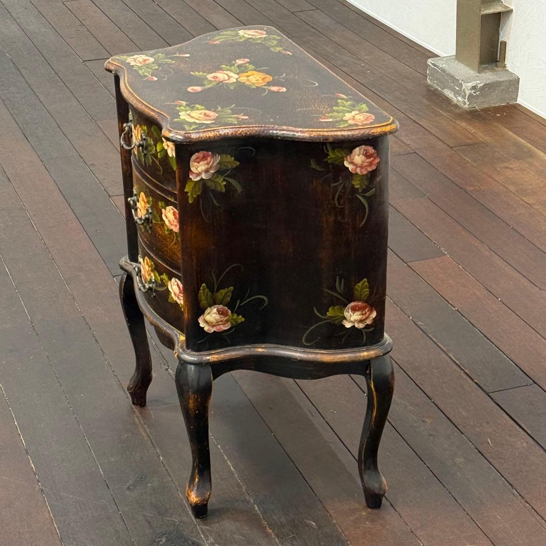 H110K56b トールペイント アンティーク調 3段チェスト 猫脚